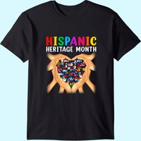 Hispanic Heritage Countries Hands Heart Flags T-Shirt for Men — Mens T Shirts