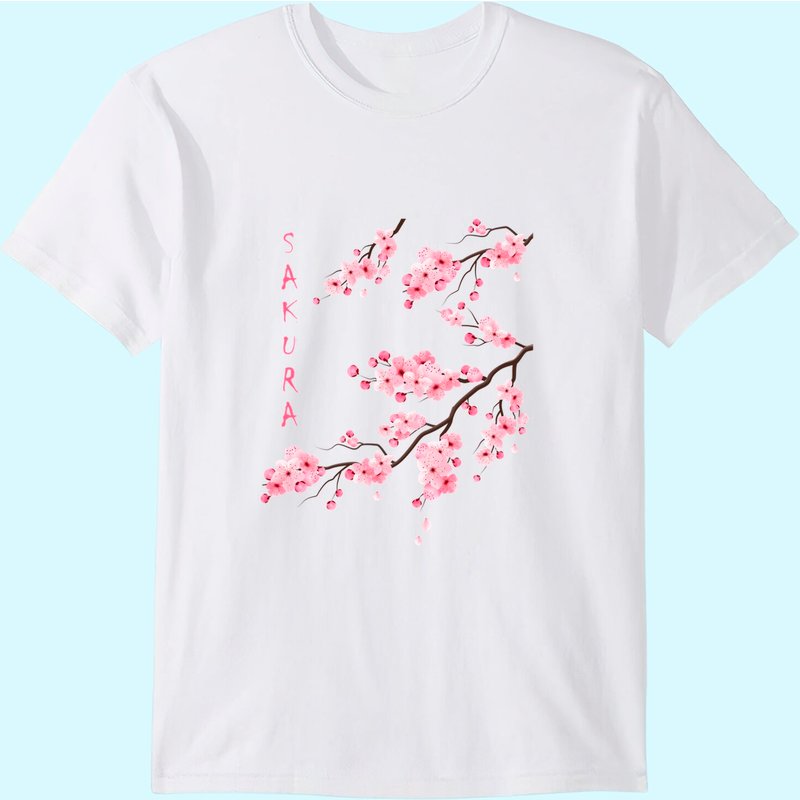T-Shirt Graphique Vintage Sakura Fleur de Cerisier pour Hommes