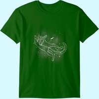 Funny Cat Playing Moon Space Shooting Star T-Shirt for Men — Mens T Shirts