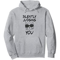 Hoodie Pullover Silently Judging You avec un Chat en Lunettes de Soleil