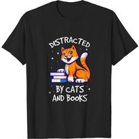 T-shirt pour hommes Cat & Book Lovers en noir — T-shirts pour hommes