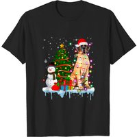T-shirt de Noël pour hommes avec Chien Grand Danois et Chapeau de Père Noël