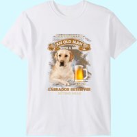 Happiness Is An Old Man With A Beer And A Labrador Retriever T-Shirt — Mens T Shirts