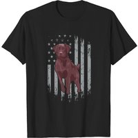 T-Shirt Chocolat Lab Drapeau Américain Labrador Retriever Brun