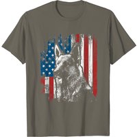 T-shirt pour hommes avec chien berger allemand et drapeau américain — T-shirts pour hommes