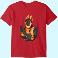 T-Shirt pour hommes avec chiot berger allemand dans la poche — T-shirts pour hommes
