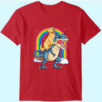 T-shirt Homme Golden Retriever Sur Dinosaure — T-shirts pour hommes