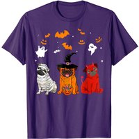 Halloween Pug Dogs Lovers Mummy Witch Demon Costumes T-Shirt