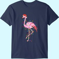 Flamingo Christmas Tree Lights Santa Pajamas Men's T-Shirt