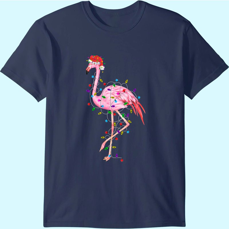 T-shirt pour hommes avec motifs de flamants et lumières de Noël — T-shirts pour hommes