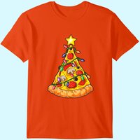 Pizza Christmas Tree Lights Men's Pajama T-Shirt