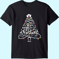 T-shirt de Noël Joyeux Infirmier avec Lumières d'Arbre pour Hommes — T-shirts pour hommes