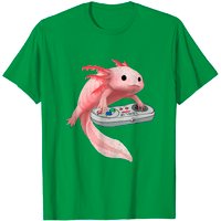 T-shirt blanc Axolotl poisson jouant à un jeu vidéo pour hommes — T-shirts pour hommes
