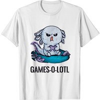 T-shirt blanc homme Axolotl poisson jouant à un jeu vidéo — T-shirts pour hommes