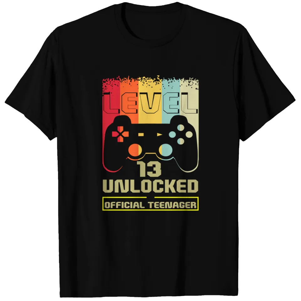 T-shirt Vintage Homme Anniversaire 13e Niveau 13 Débloqué Officiel Adolescent — T-shirts pour hommes
