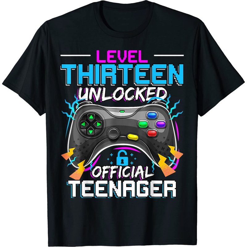 Level 13 Unlocked Official Teenager Video Game 13th Birthday T-Shirt — Mens T Shirts