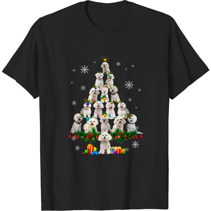 T-Shirt Bichon Frise avec Lumières de Sapin de Noël pour Hommes — T-shirts pour hommes