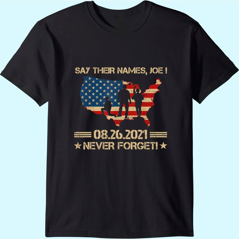 Say Their Names Joe Names of Fallen Soldiers T-Shirt for Men — Mens T Shirts