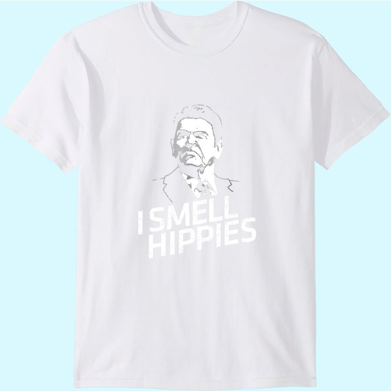 Vintage I Smell Hippies Ronald Reagan T-Shirt for Men