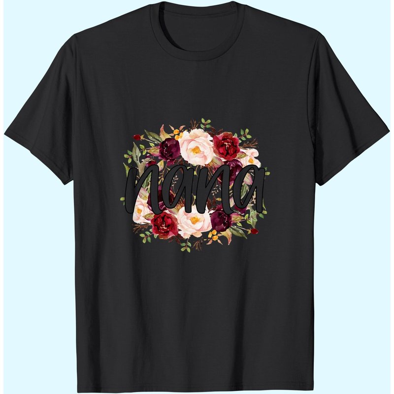 T-shirt Nana Flower Art pour hommes en noir — T-shirts pour hommes