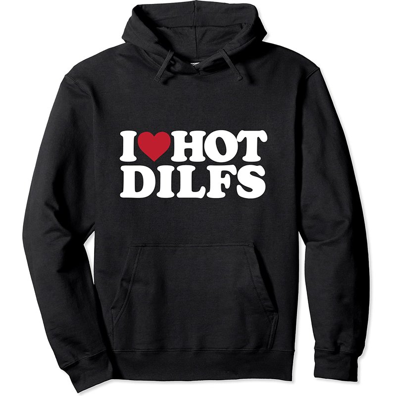 Hoodie Unisexe I Love Hot Dilfs — Sweats à capuche pour hommes