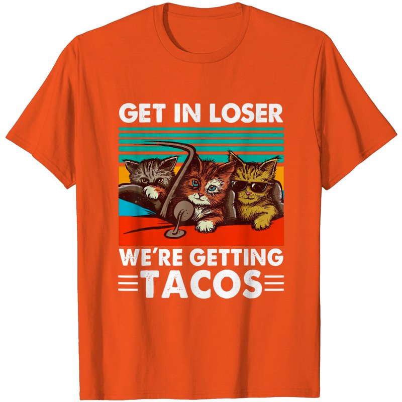 T-shirt Chat Drôle | Monte Dans, Perdre, On Va Chercher des Tacos — T-shirts pour hommes
