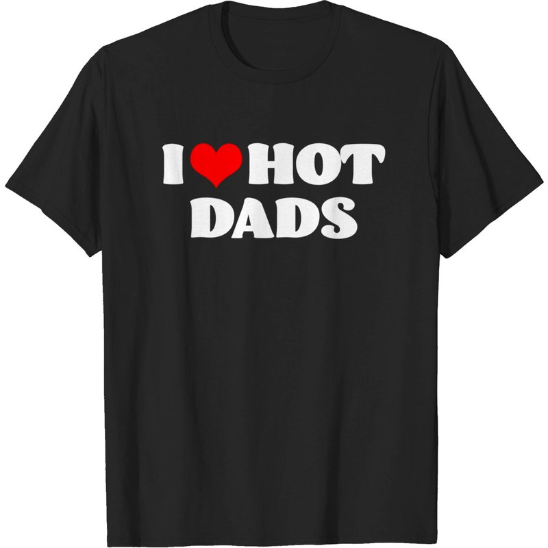 T-shirt I Love Hot Dads pour hommes en noir — T-shirts pour hommes