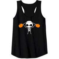 Skeleton Lifting Pumpkins Halloween Gym Tank Top for Men — Mens T Shirts