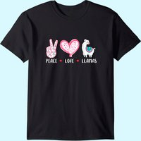 T-shirt pour hommes Peace Love Llamas en noir