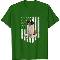T-shirt St. Bernard avec drapeau américain noir et blanc pour hommes