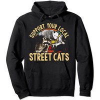 Soutenez les chats de rue Raccoon Skunk Hoodie à capuche — Sweats à capuche pour hommes