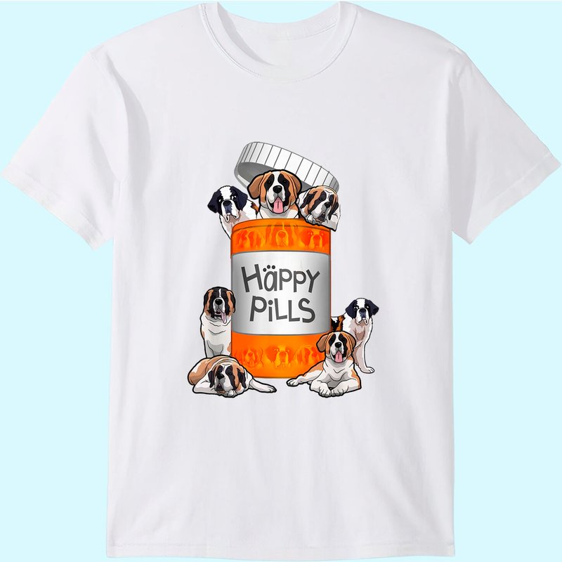 T-shirt Happy Pills Saint Bernard pour hommes — T-shirts pour hommes