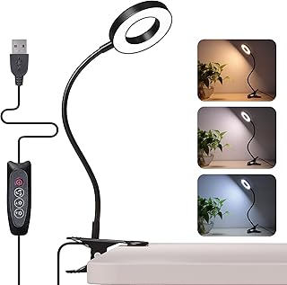 Foneso Clip-On Desk Lamp with 48 LEDs, 3 Color Modes, 10 Brightness Levels — Led Desk Lamp