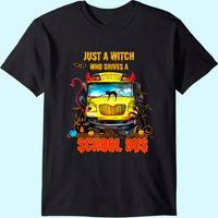 Halloween School Bus Driver Witch Funny T-Shirt for Men — Mens T Shirts