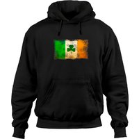 Hoodie Vintage Drapeau Irlandais Distressé avec Shamrock — Sweats à capuche pour hommes