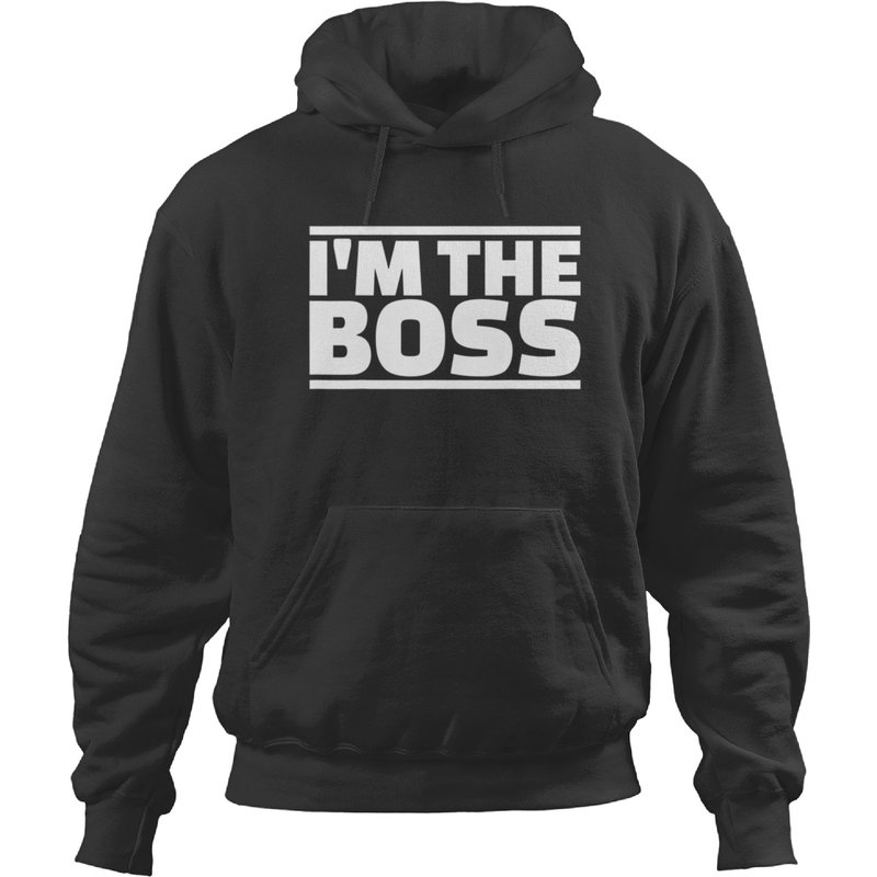 Hoodie Je suis le patron pour unisex en noir — Sweats à capuche pour hommes