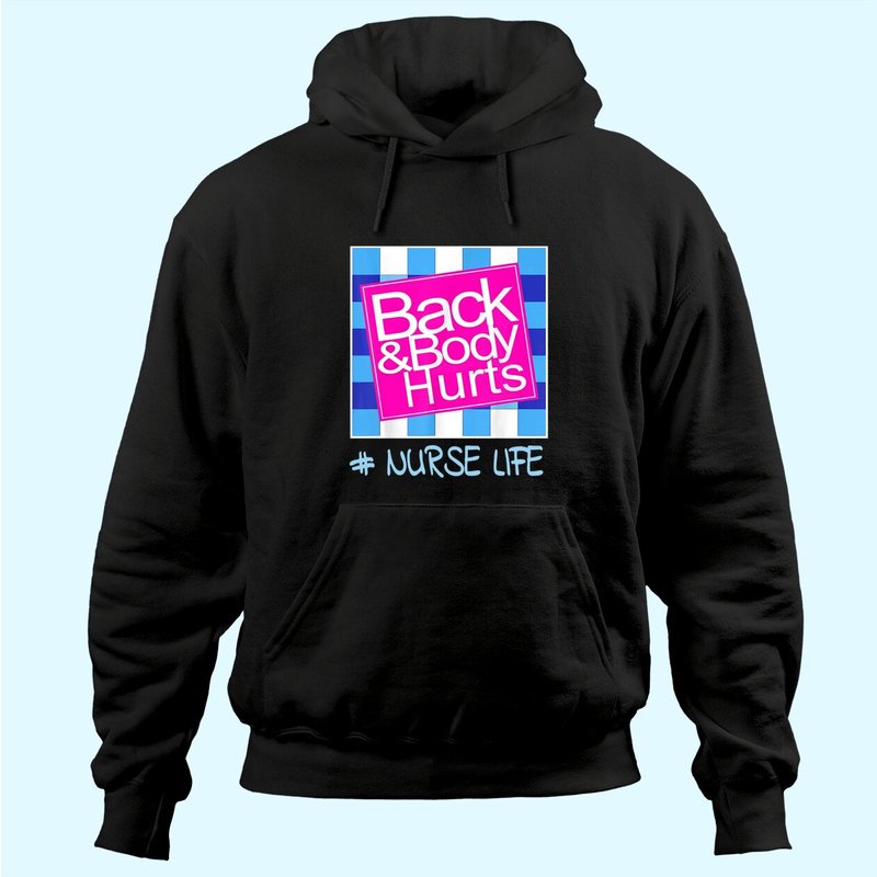 Hoodie Infirmier Bleu Carreauté "Le Dos et le Corps Font Mal — Sweats à capuche pour hommes