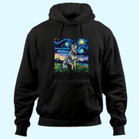 Hoodie Art de Chien de Bétail Australien Blue Heeler Starry Night — Sweats à capuche pour hommes