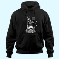 Hoodie Gothique avec Crâne de Corbeau et Carte de Tarot