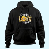 Hoodie Unisexe Teach Love Inspire avec Imprimé Léopard et Tournesol