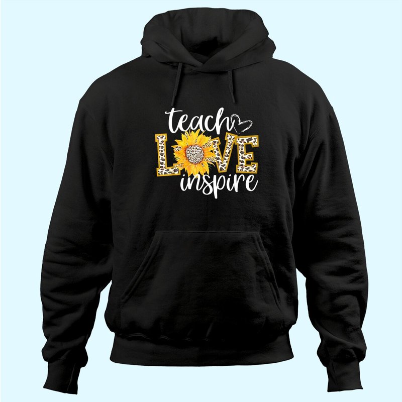 Hoodie Unisexe Teach Love Inspire avec Imprimé Léopard et Tournesol — Sweats à capuche pour hommes