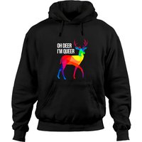 Oh Deer I'm Queer Hoodie Arc-en-ciel LGBT Fierté Gay — Sweats à capuche pour hommes