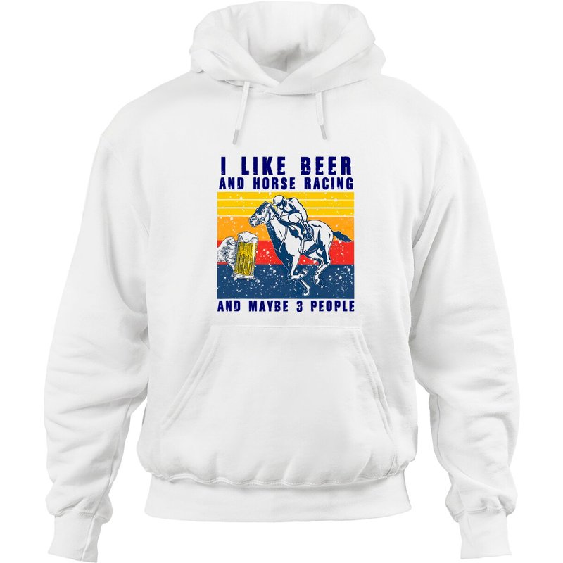 Hoodie Vintage J'aime la Bière et les Courses de Chevaux — Sweats à capuche pour hommes