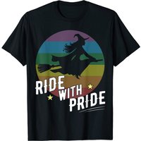 T-shirt Halloween Sorcière LGBT Ride With Pride pour hommes — T-shirts pour hommes