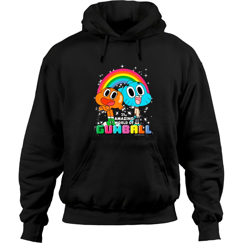 CN Le Monde Incroyable de Gumball & Darwin Hoodie Portrait Arc-en-ciel — Sweats à capuche pour hommes