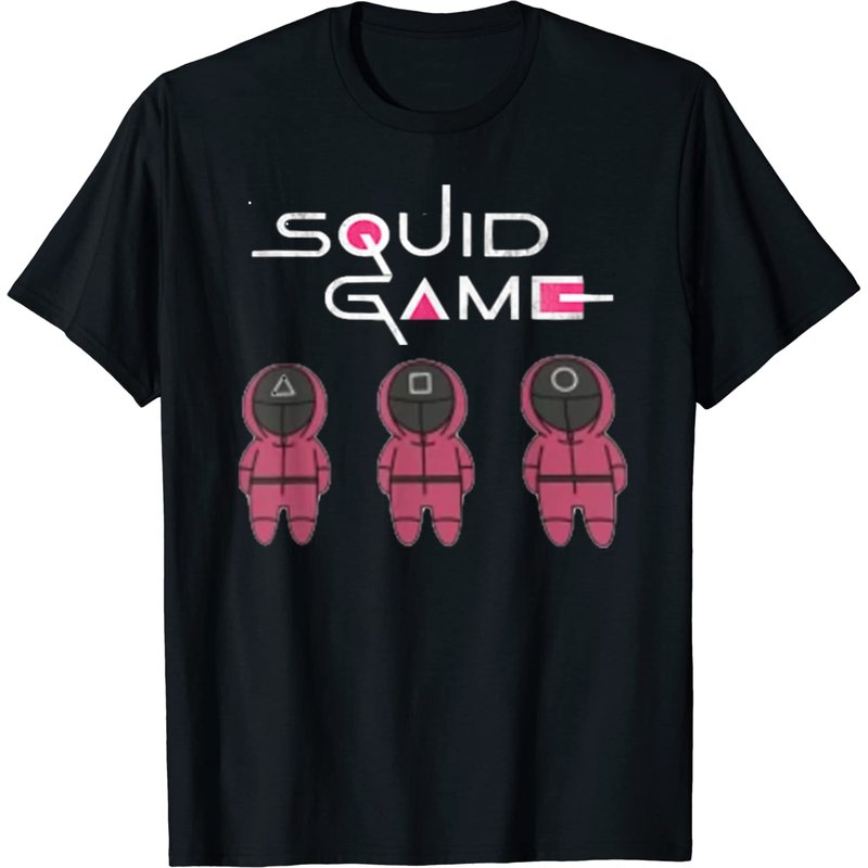 Chibi Squid Korean Game Tee for Men - Black T-Shirt — Mens T Shirts