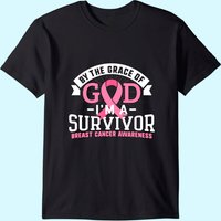 Breast Cancer Survivor Support Pink Ribbon T-Shirt for Men