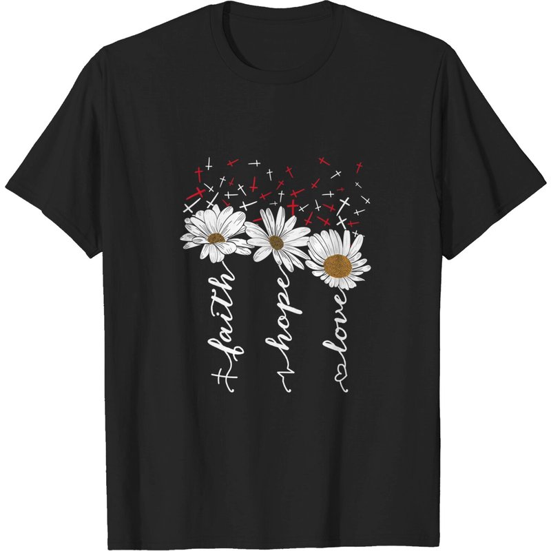 T-shirt Faith Hope Love Fleurs et Croix pour hommes — T-shirts pour hommes