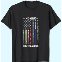 No One Fights Alone Thin Line USA Flag Job Shirt for Men