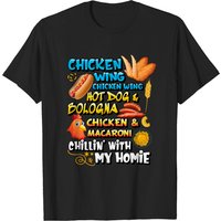 Cooked Chicken Wing Hot Dog Bologna Macaroni T-Shirt for Men